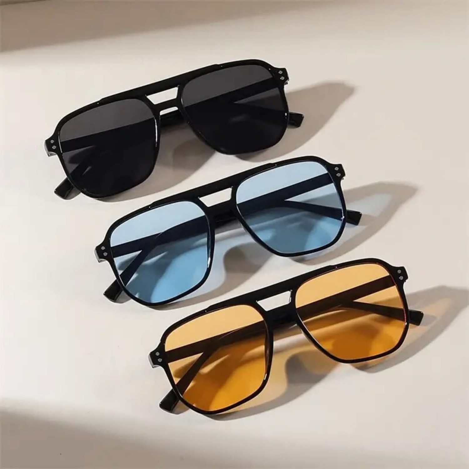 4 Pieces Retro Square Aviator Sunglasses for Women Men Trendy Classic 70s Ove…