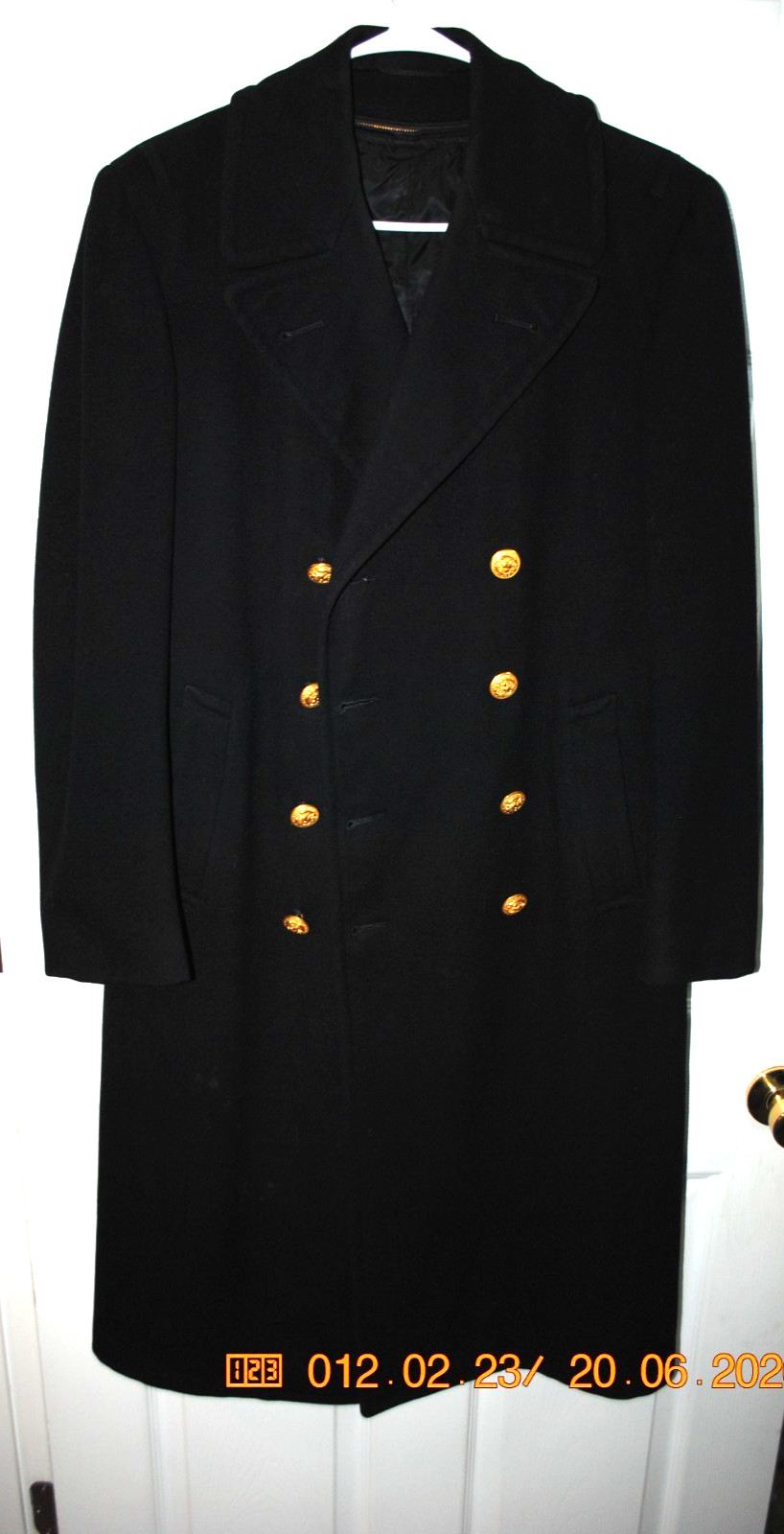 Vintage US Navy Officer’s Bridge Coat Black 38R 100% Wool Heavy Eagle Button