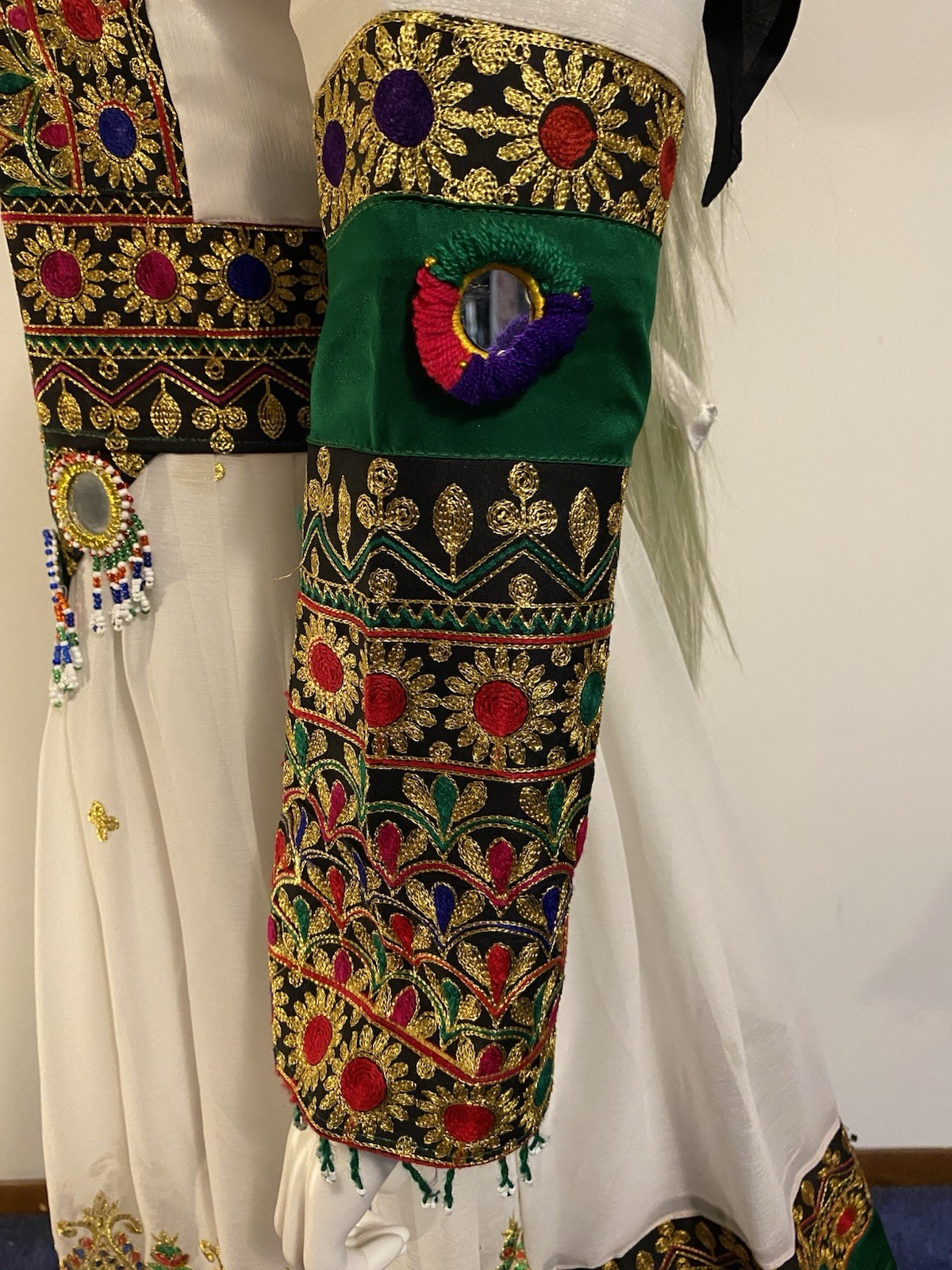 Spectacular Vintage Heavily Embroidered , Beaded And Mirrored Dress C1970’s
