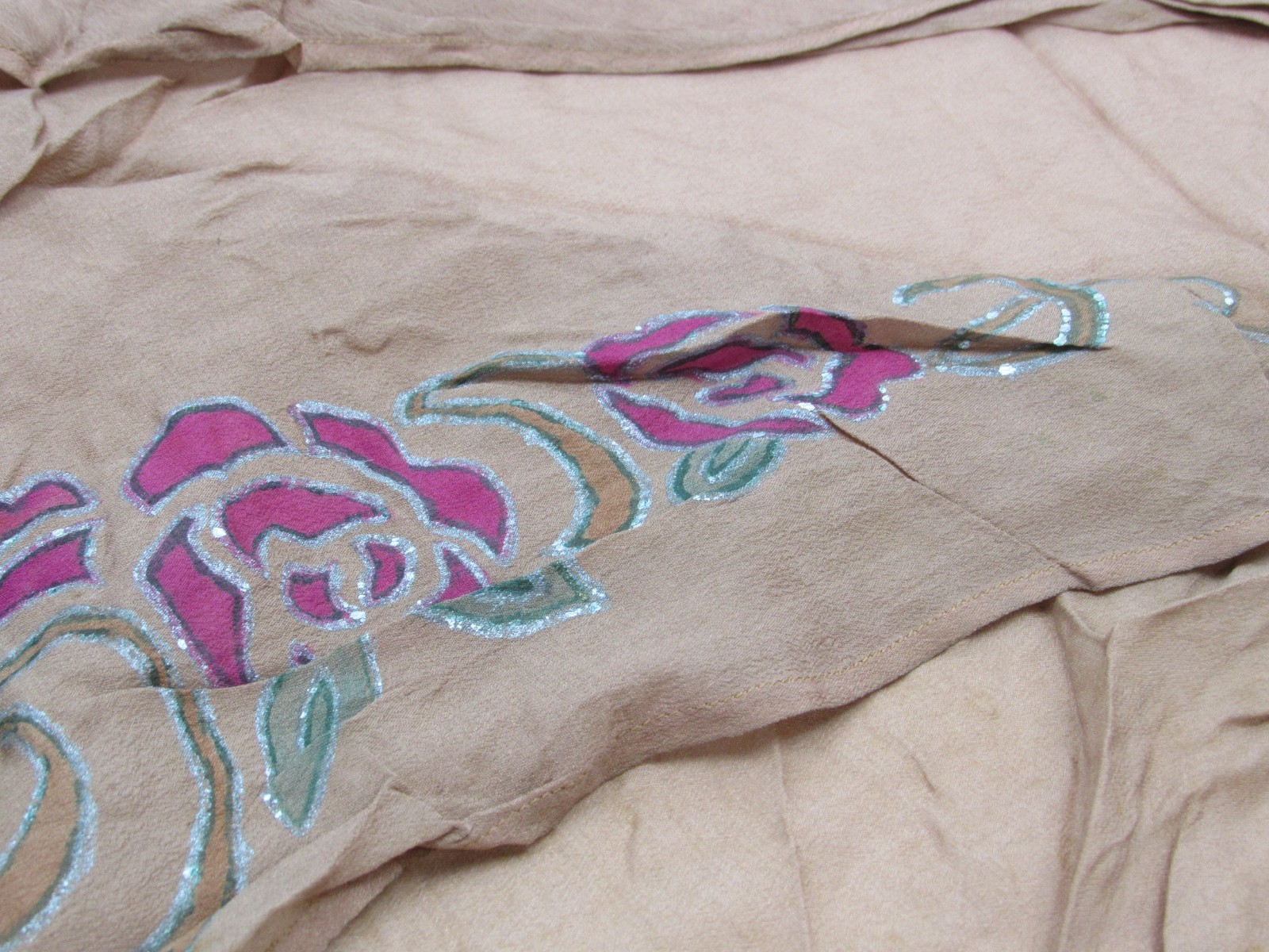 1940s Painted Lady Scarves Flowers FLoral 1950s Handpainted Lot Scarf