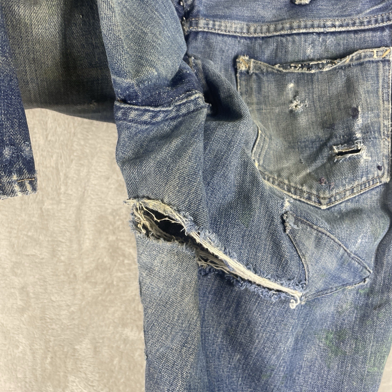 Vintage 50s Penneys Foremost Selvedge Denim Jeans Mens 32×28 Repaired 1950s Hole