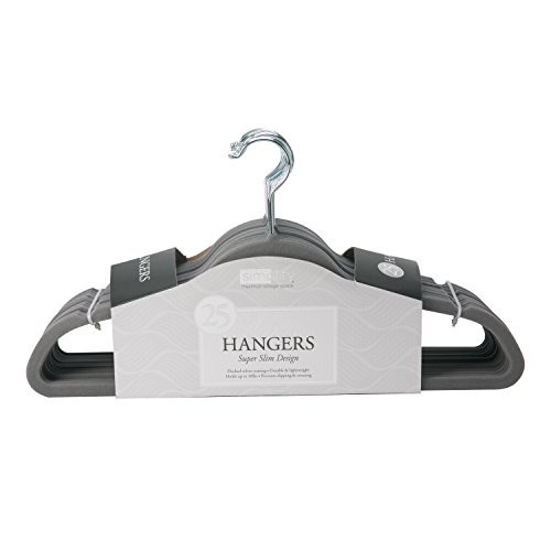 Velvet Hangers – Clothes Non Slip Space Saving Plastic Hangers 25 Pack Gray