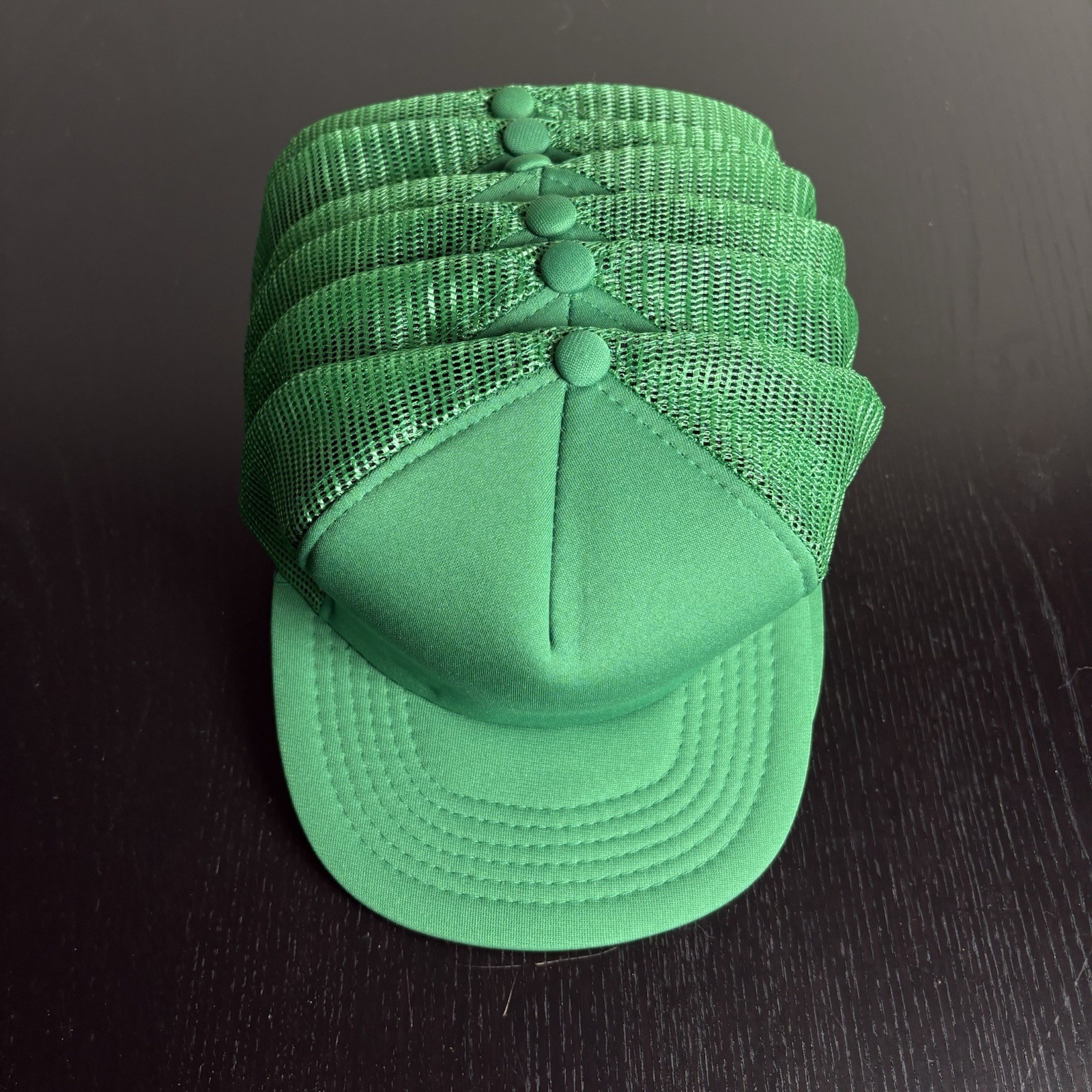 Vintage 80s NEW ERA Lot of 6 Blank Green Snapback Mesh Trucker Hats Size S/M NEW