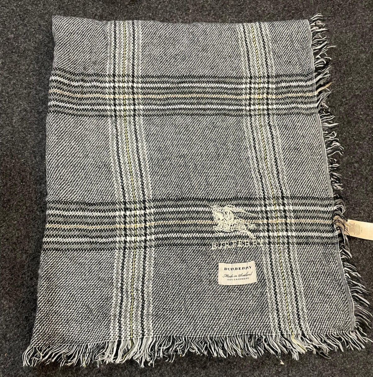 Burberry London Scarf Classic Check Shawl Wrap Vintage Plaid Made In Scotland