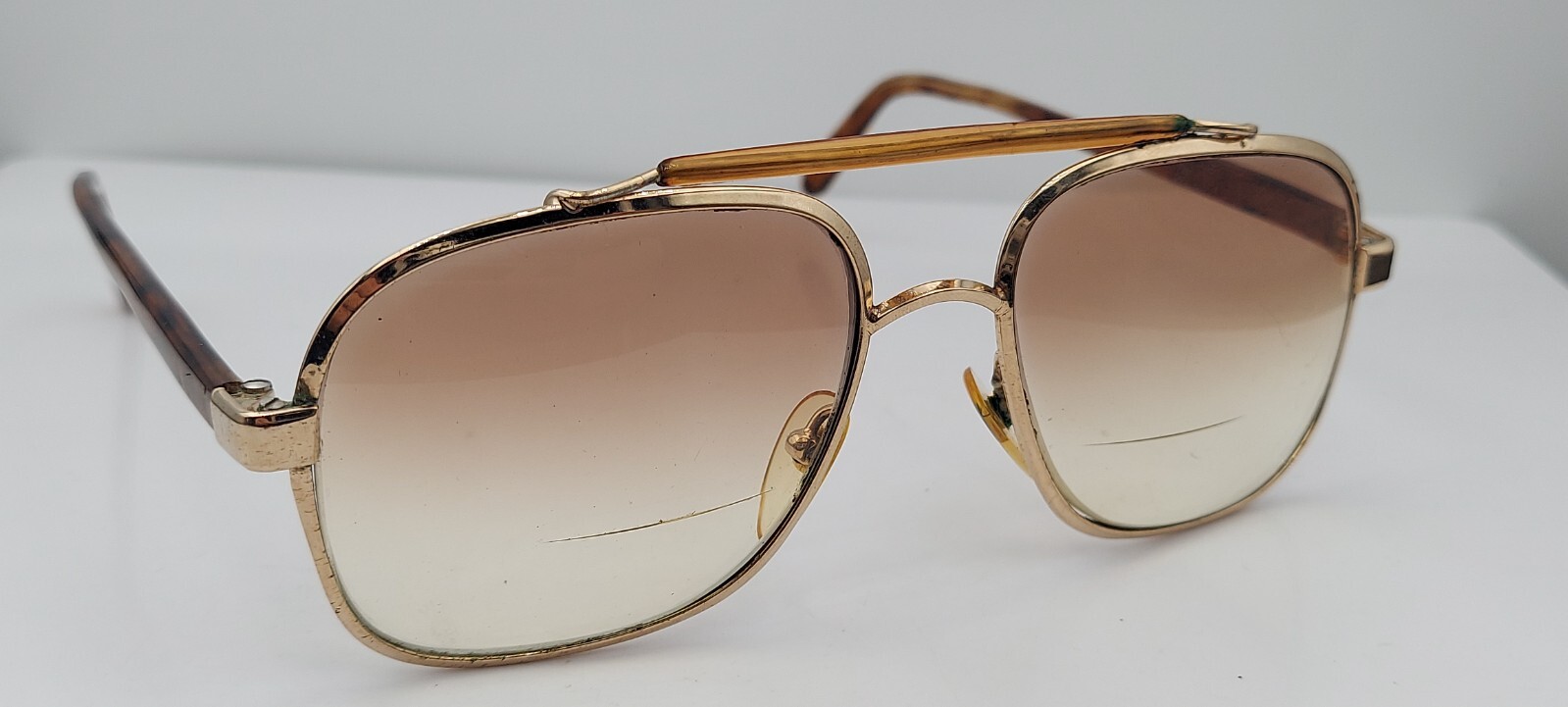Vintage Artoptic Clipper Gold Pilot Metal Sunglasses Italy FRAMES ONLY