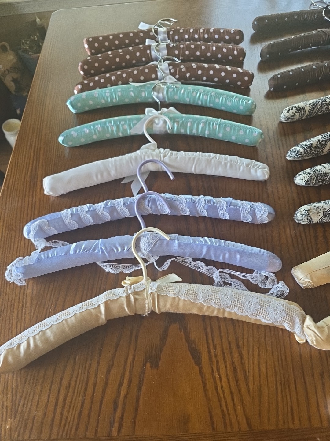 Vintage Padded Silk Satin Clothes Hangers Lot of 19 Multiple Colors