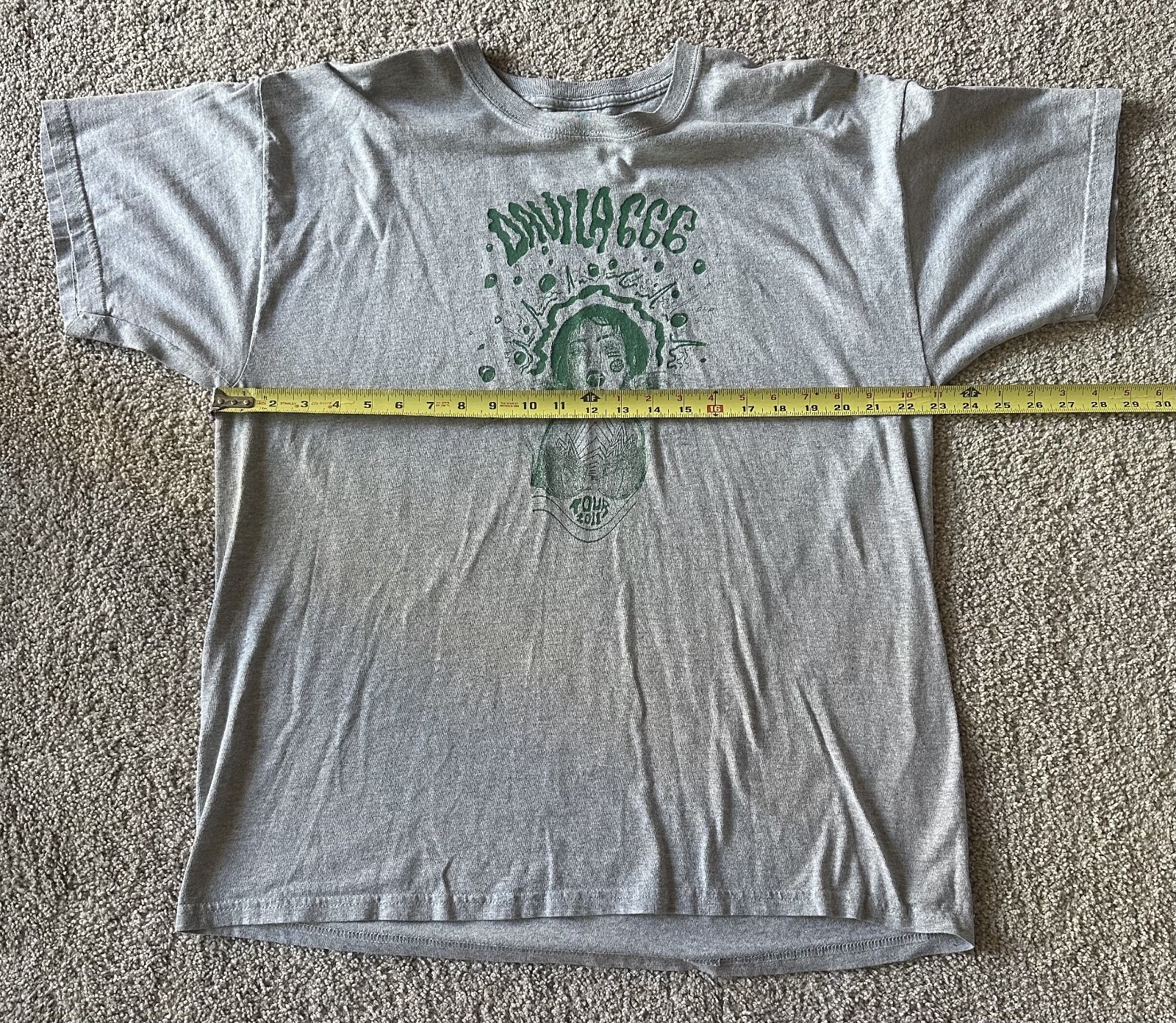 DÁVILA 666 T-SHIRT~2011 TOUR~XL~GILDAN~GREY~EXC COND~METAL~VERY RARE