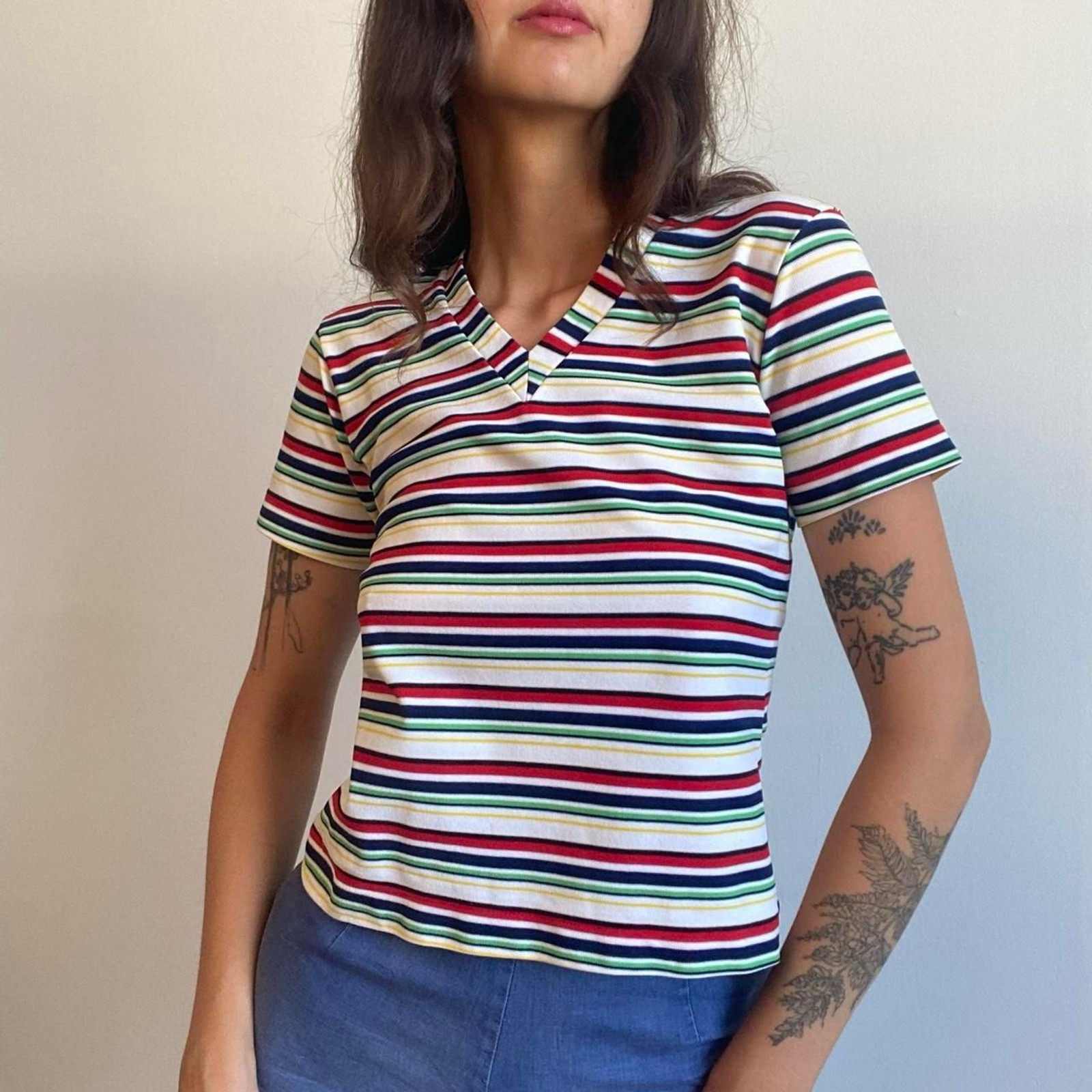 1970s polyester striped tshirt