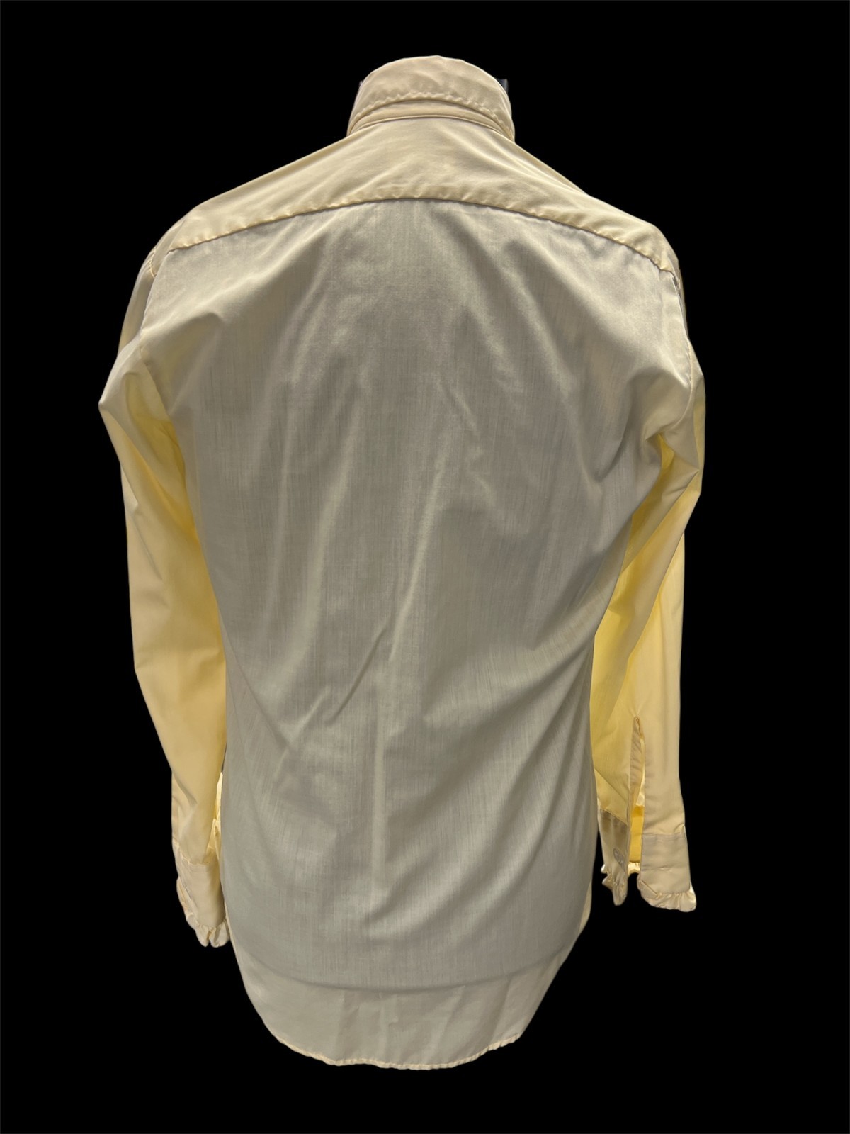 Vintage AfterSix Shirt Mens Yellow Ruffle Tuxedo 70s Disco Big Collar Easy Care
