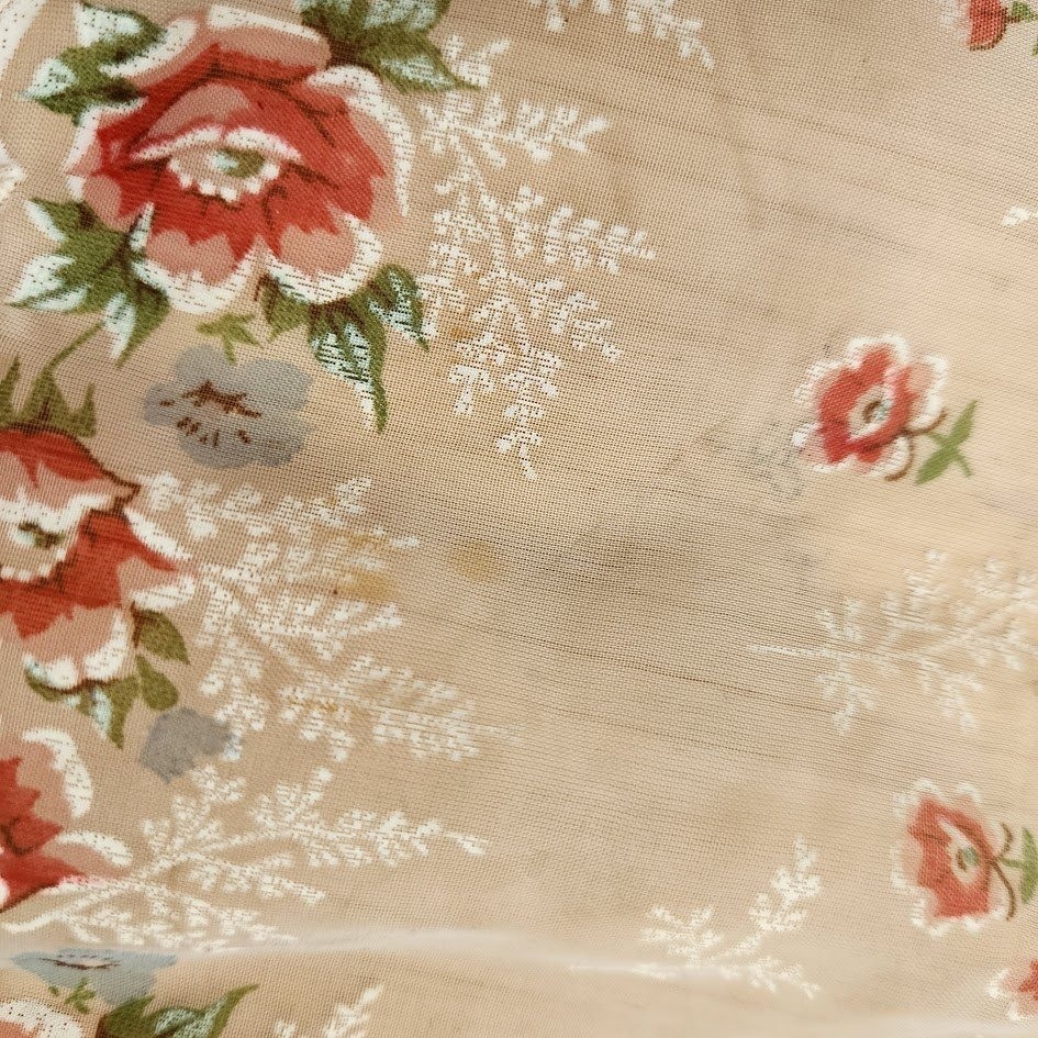 Vintage Floral Sheer Handkerchief Cottagecore Rose Print Scarf Hanky Square 13in
