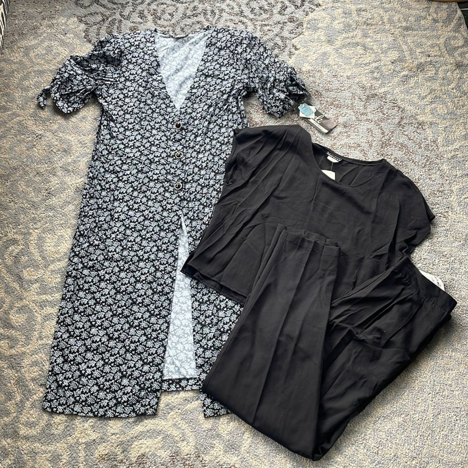 Breli Originals Vintage Three Piece Pant Set Black & White Floral 15/16