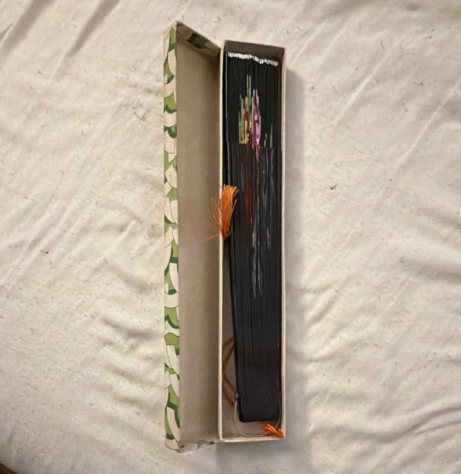 Black Multicolor Floral Folding Hand Fan w/ Box, Women’s Special Occasion