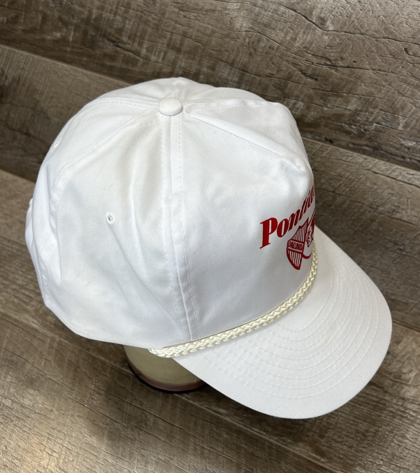 Vintage Pontiac Motorsports Oakland Snapback Rope Hat Cap White/Red Nissun Cap