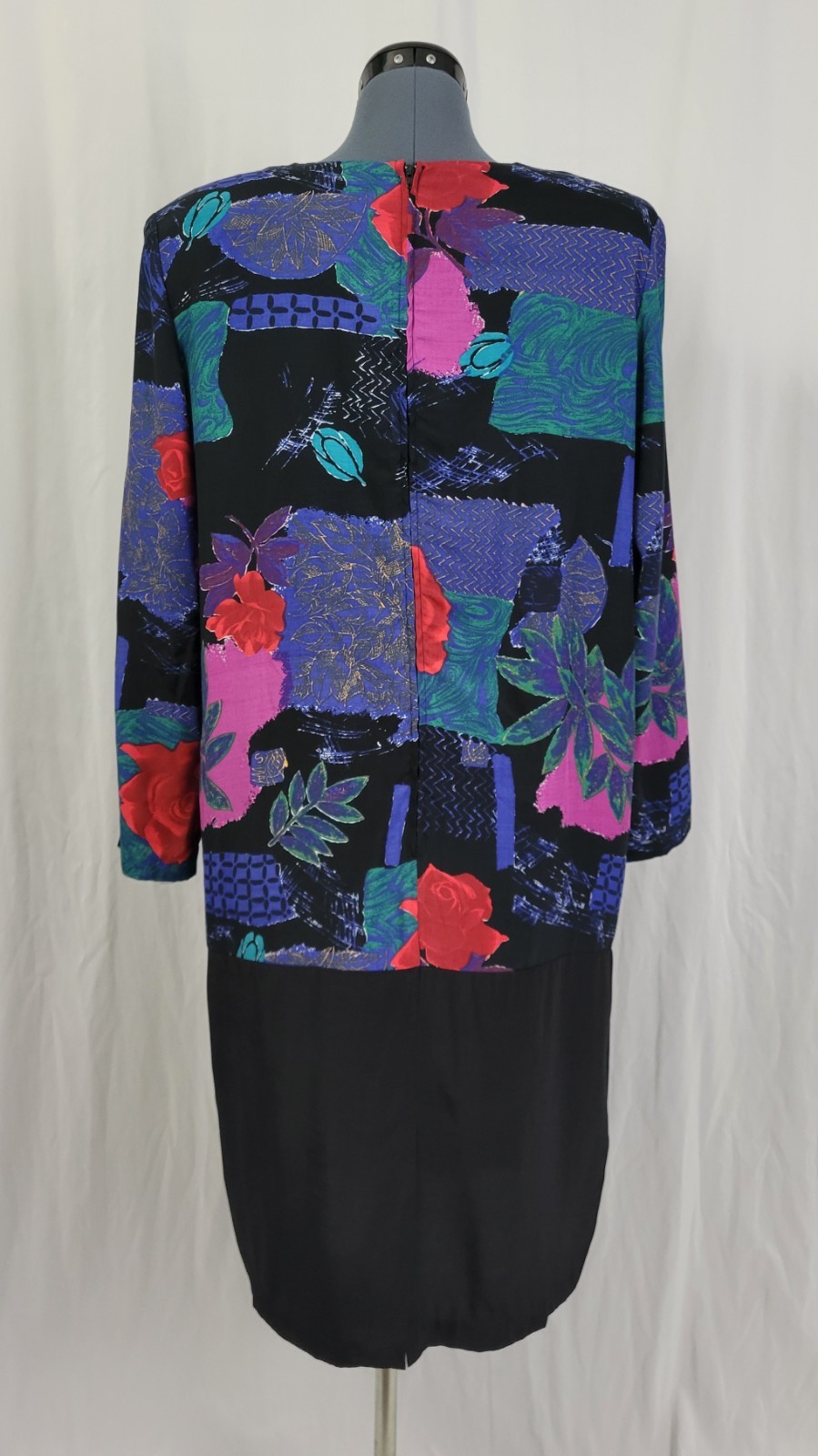 Vintage Just in Thyme Drop Waist Dress w Printed Top & Black Skirt Size 14
