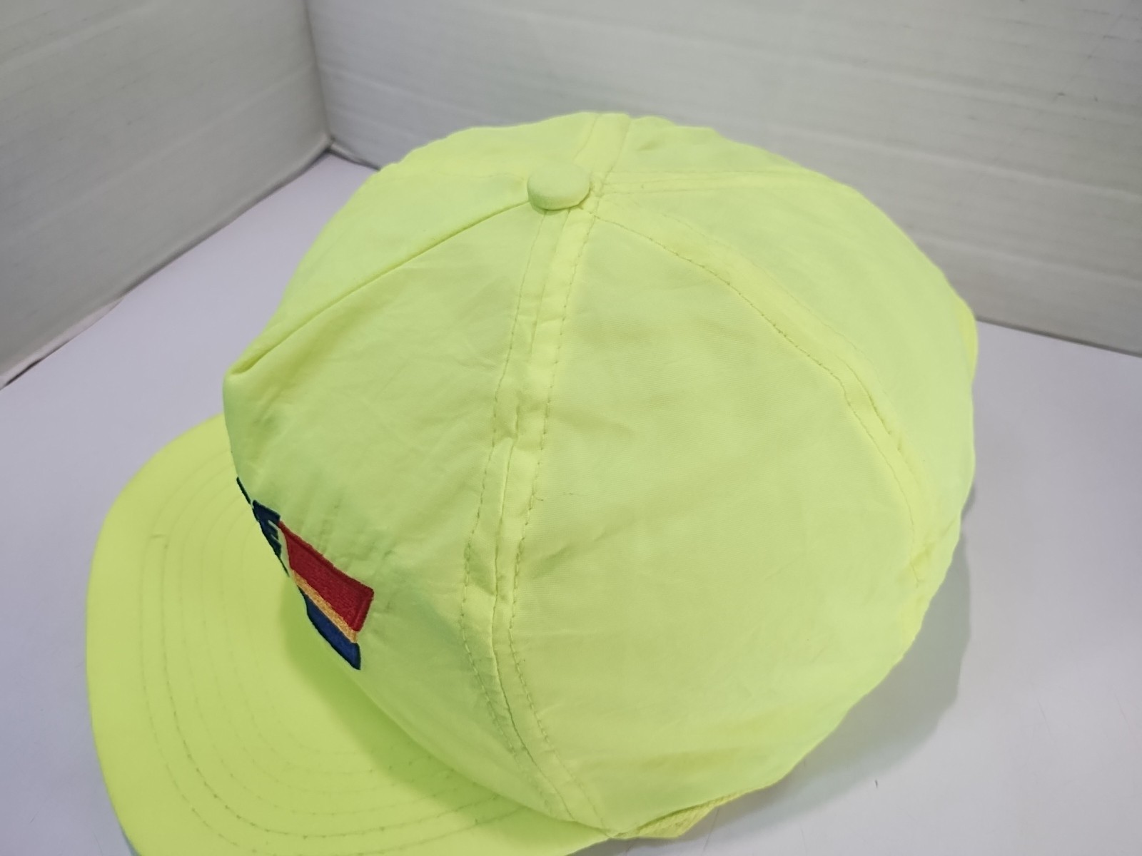 Vintage Vantage Cup Golf Snapback Hat Neon Yellow Cap Adjustable Retro 80s RJR