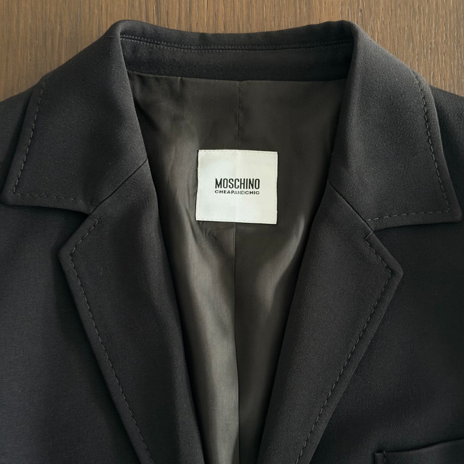MOSCHINO CHEAP AND CHIC black blazer w/ Safety Pins size 44 from 2000s
