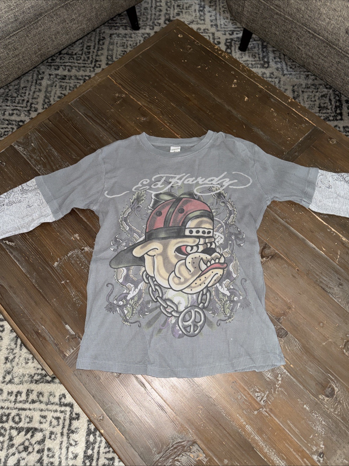 VTG RARE Don ED HARDY KIDS LONG SLEEVE THERMAL SIZE L 2000’s Christian Audigier