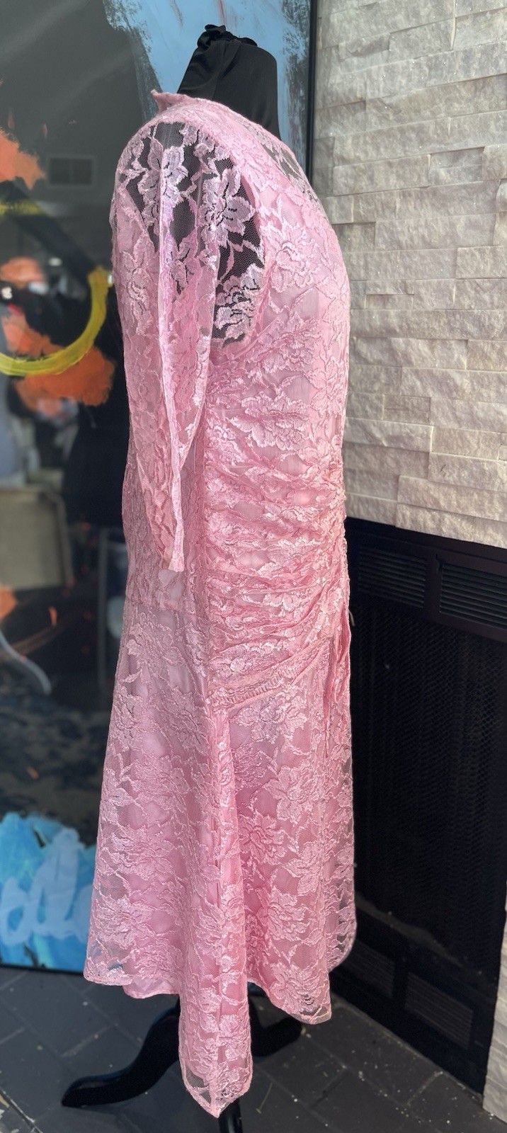 Vintage Pink Lace 1980s Special Occasion Prom Handmade