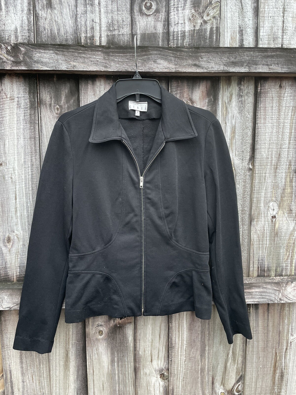 Ann Tjian for Kenar vintage black zip up jacket cinched waist