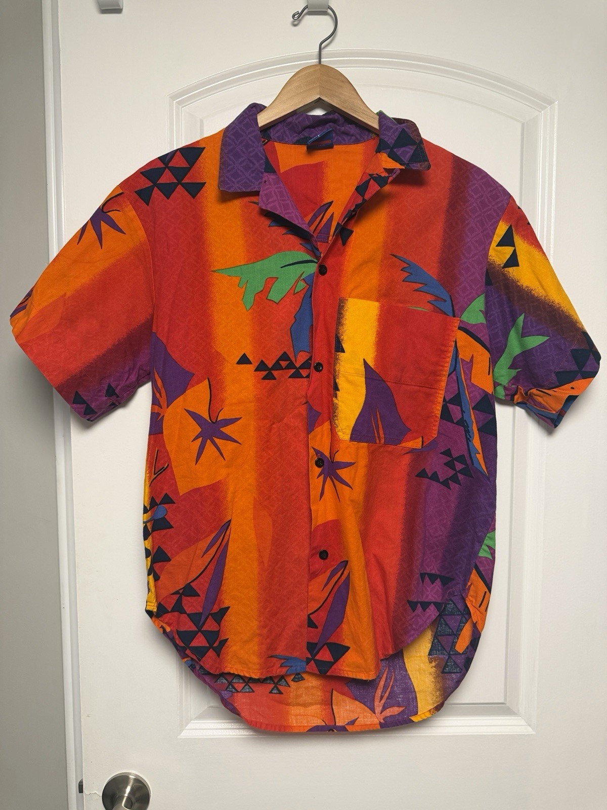 Vintage OP Ocean Pacific Hawaiian Tropical Tiki Palm Tree Shirt Button Up M 80’s