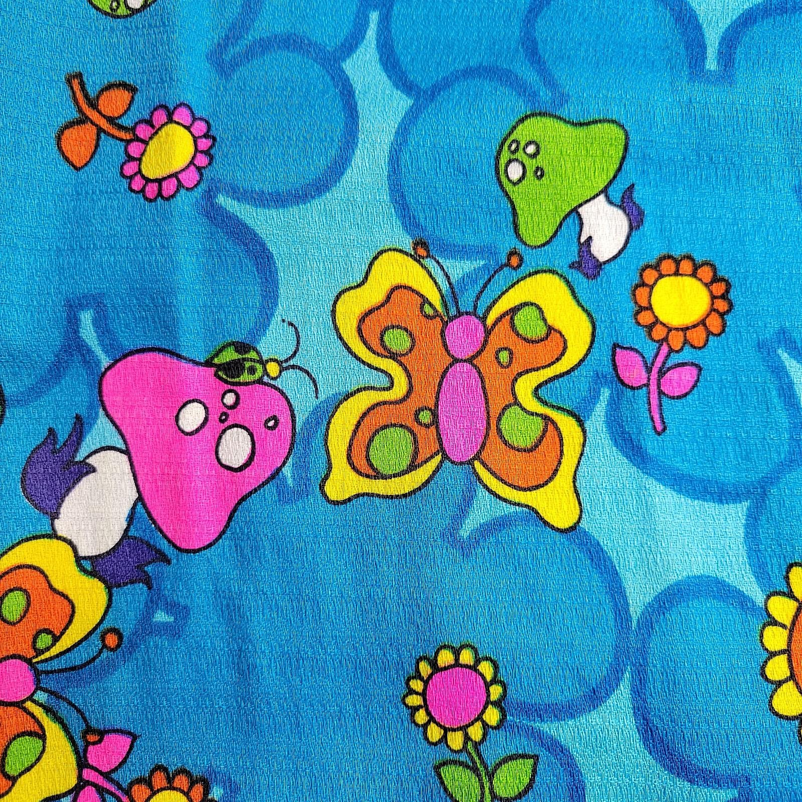 Andrade Honolulu 60s 70s Vintage Dress Mushroom Butterfly A-Line Maxi Hippie
