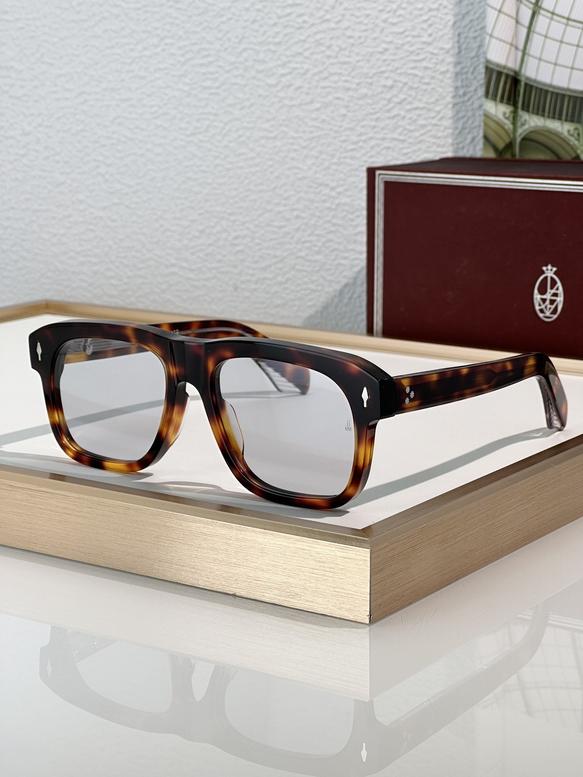 Unisex YVES JMM Square Sunglasses Clear Frame Gray Lenses JMM