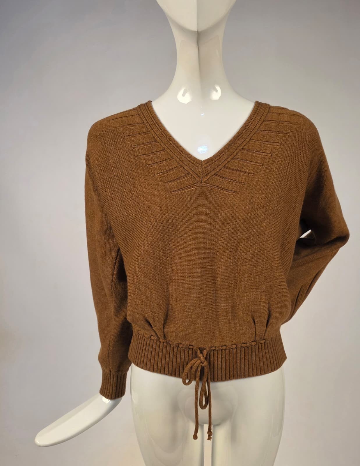 VINTAGE 1970’S DESIGNER COURREGES SWEATER W DRAWSTRING WAIST – MADE IN FRANCE