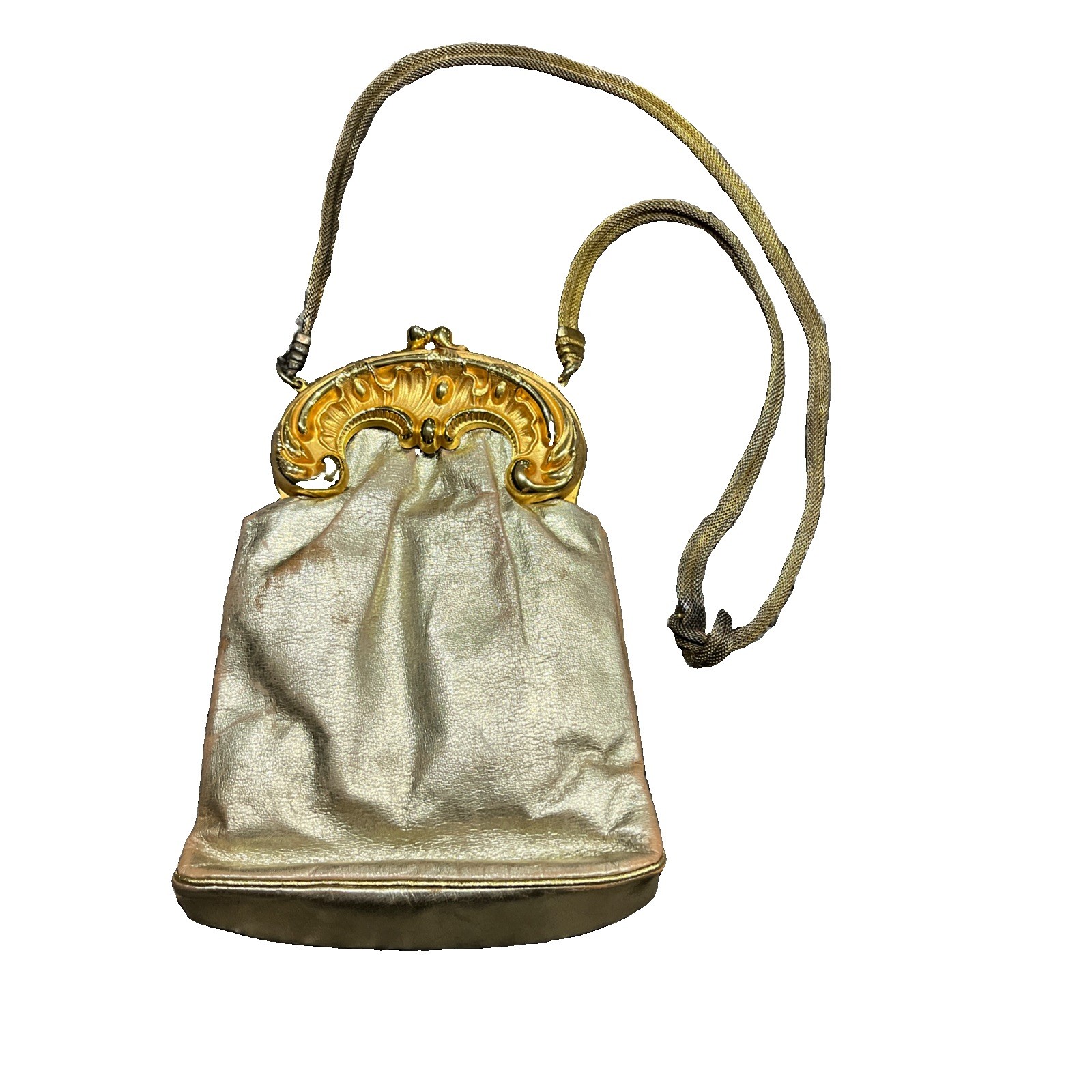 Vintage Rosenfeld Metallic Gold Evening Bag Purse Classic Glam – Made in France