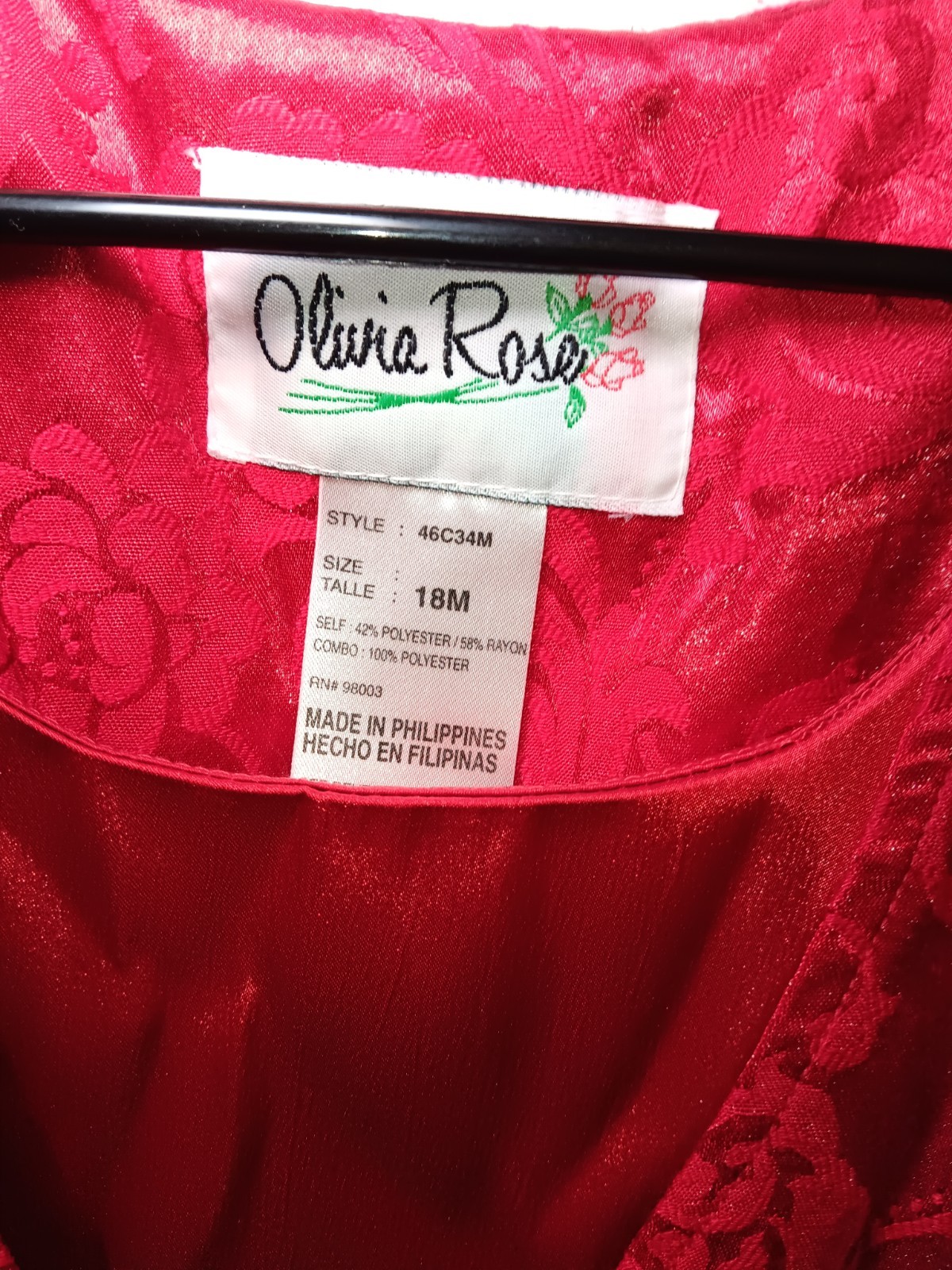VTG 90s Cocktail Gown Sz 18M Long Red Satin Brocade Prom Renaissance Olivia Ros
