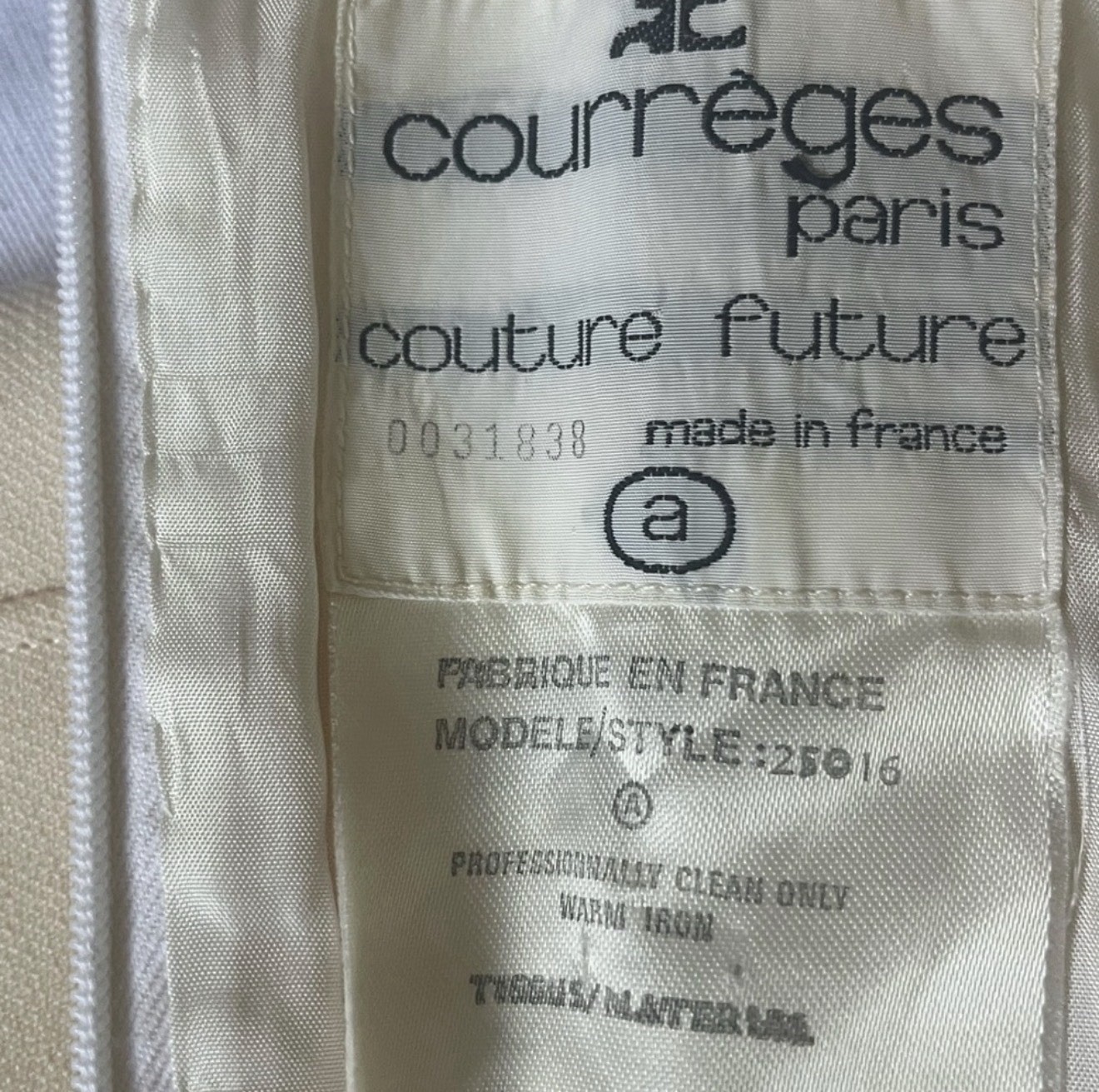 Vintage Courreges Haute Couture Future 70’s Wool Maxi Dress Jumper Ivory Size a