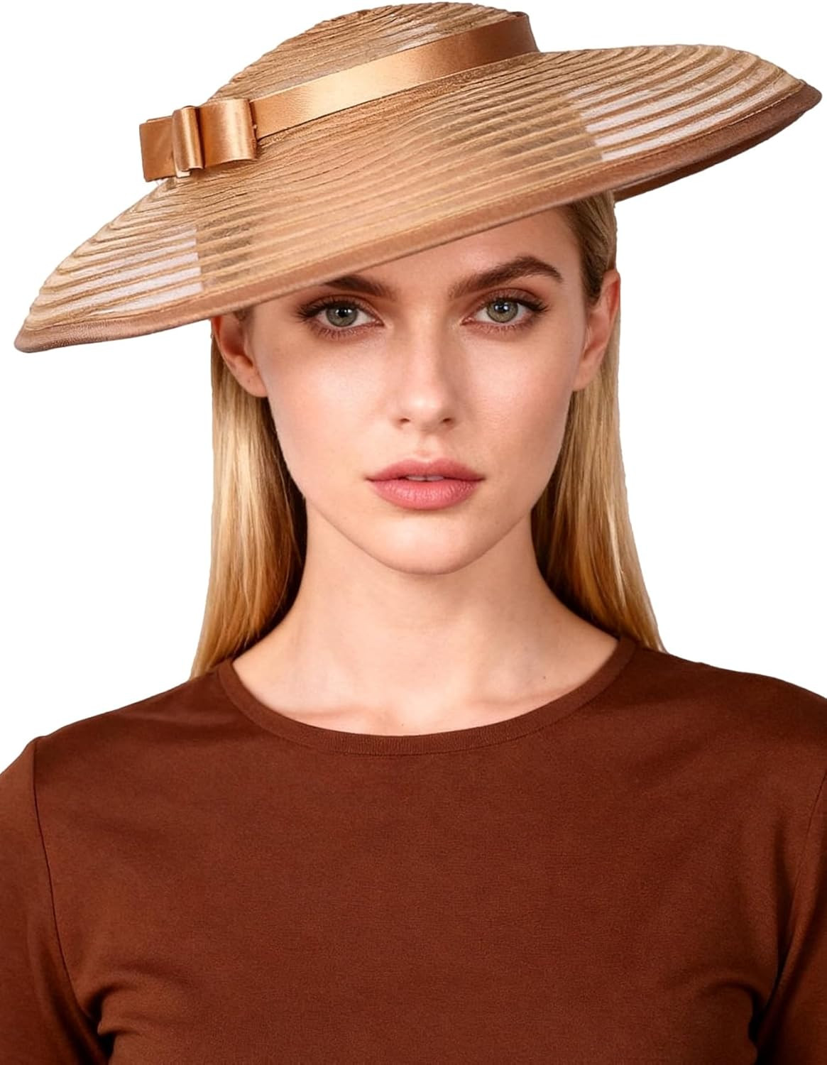 Vintage Fascinators Pillbox Hat for Women Straw Fedora Wide Brim Ladies Church S