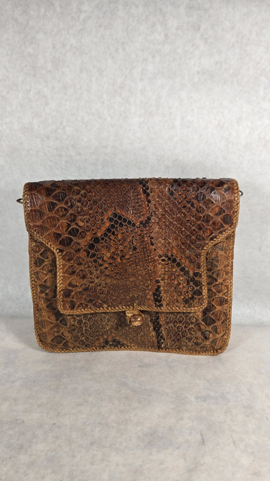 Vintage Python Snake Skin Purse Handbag Shoulder Leather No Strap See Photos