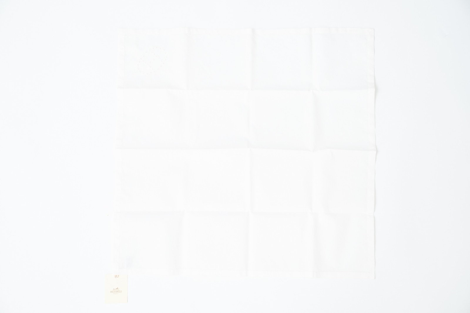 Hermès Handkerchief — White Cotton with H Logo — 45 × 45 cm — New with Box & Tag