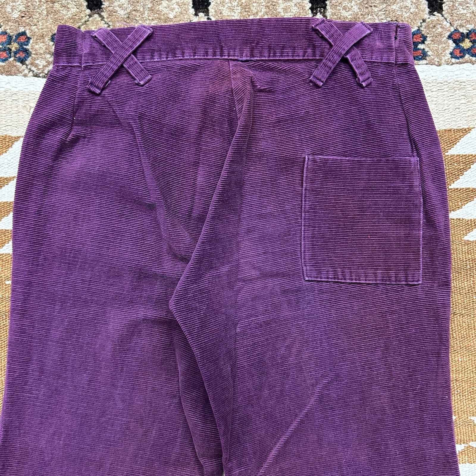 Vintage 1970s Old Salem Corduroy Bell Bottom Flares Sz 28×31 – Purple