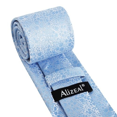 Mens 3.15inches Floral Tie with Flower Printed Handkerchief 142-baby Blue-c
