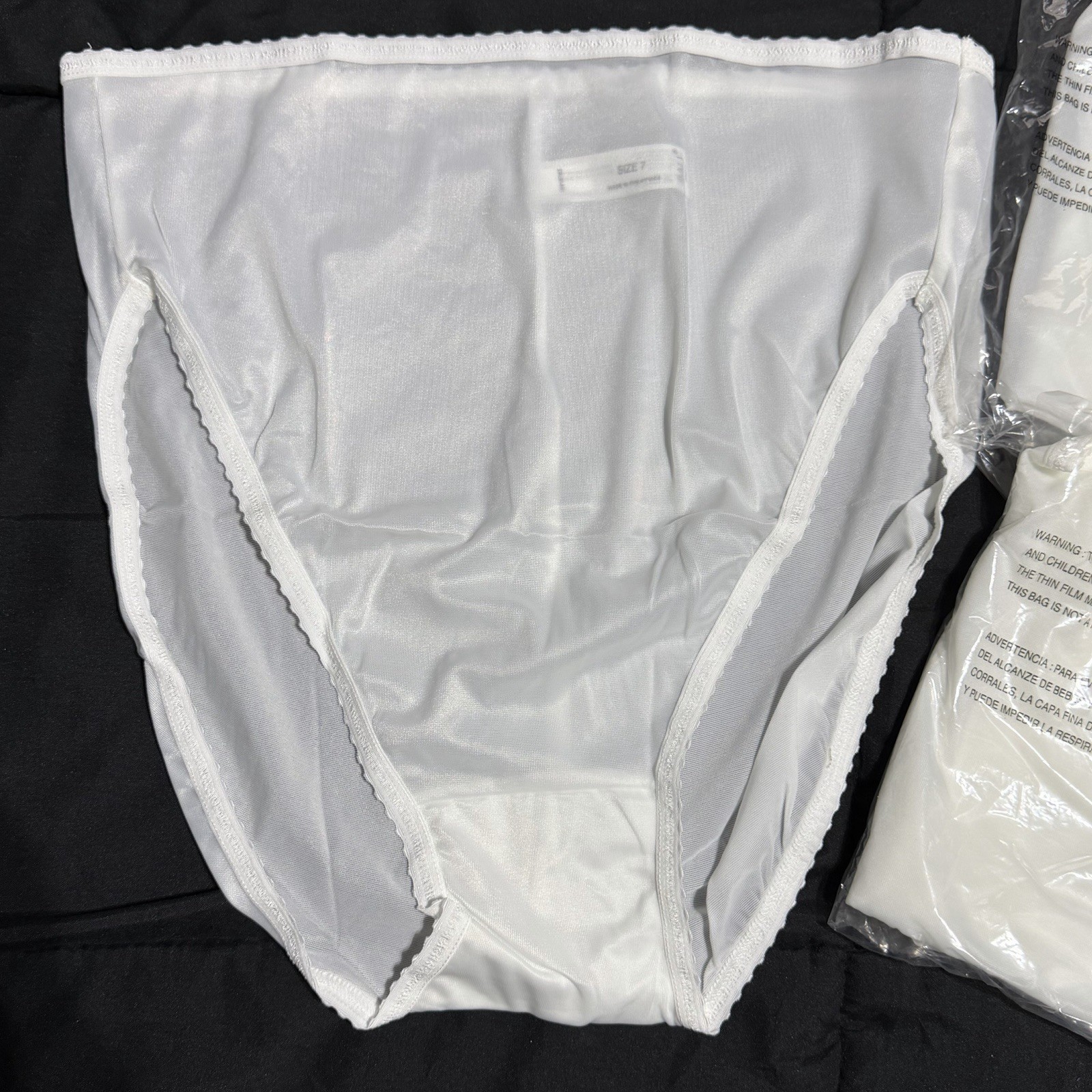 3 Pair Vintage Bali 26211 White Nylon Satin High Cut Bikini Panty Size 7 New