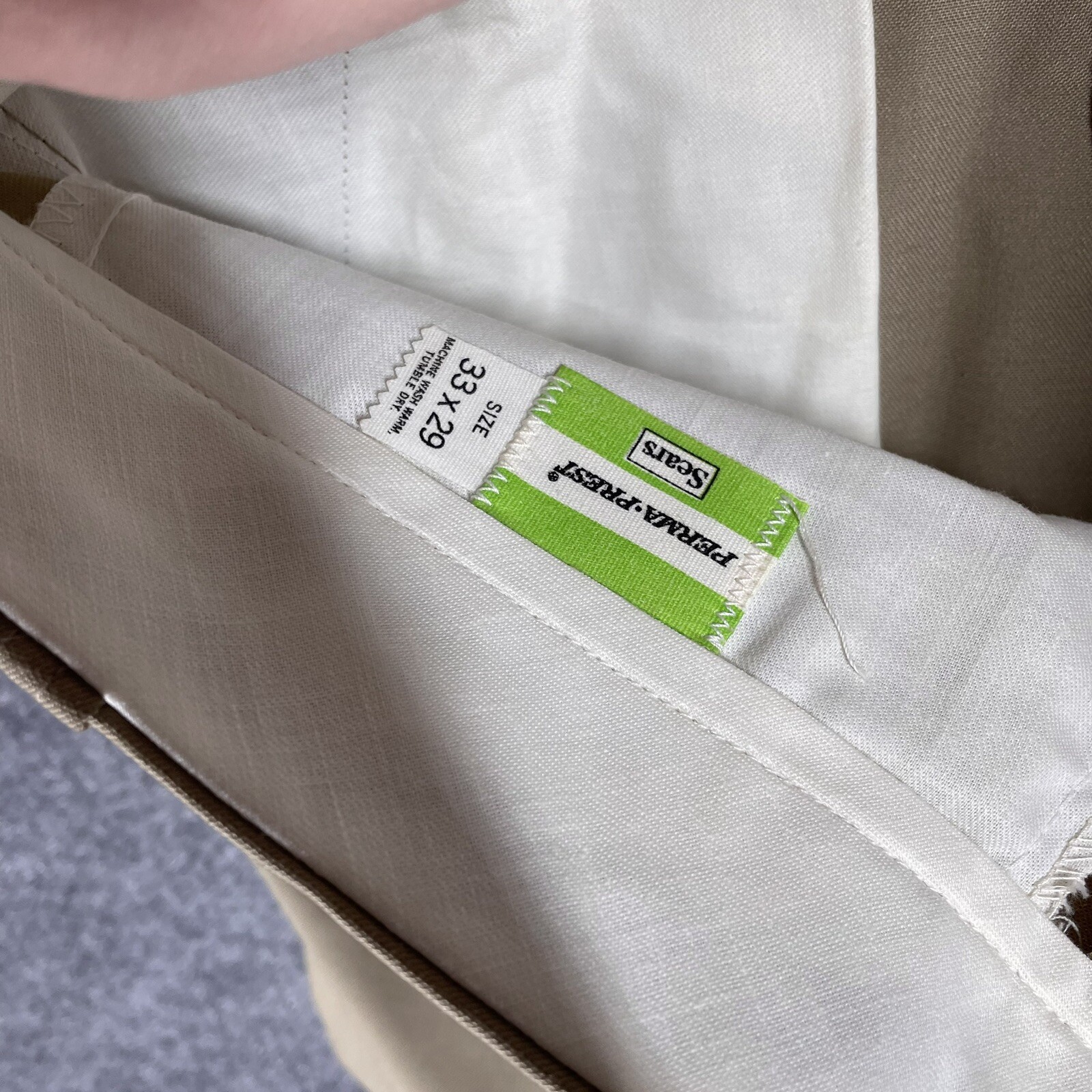 NOS VINTAGE 70s Sears Work Leisure Pants Regular Perma-Prest 33×28 Beige Khaki