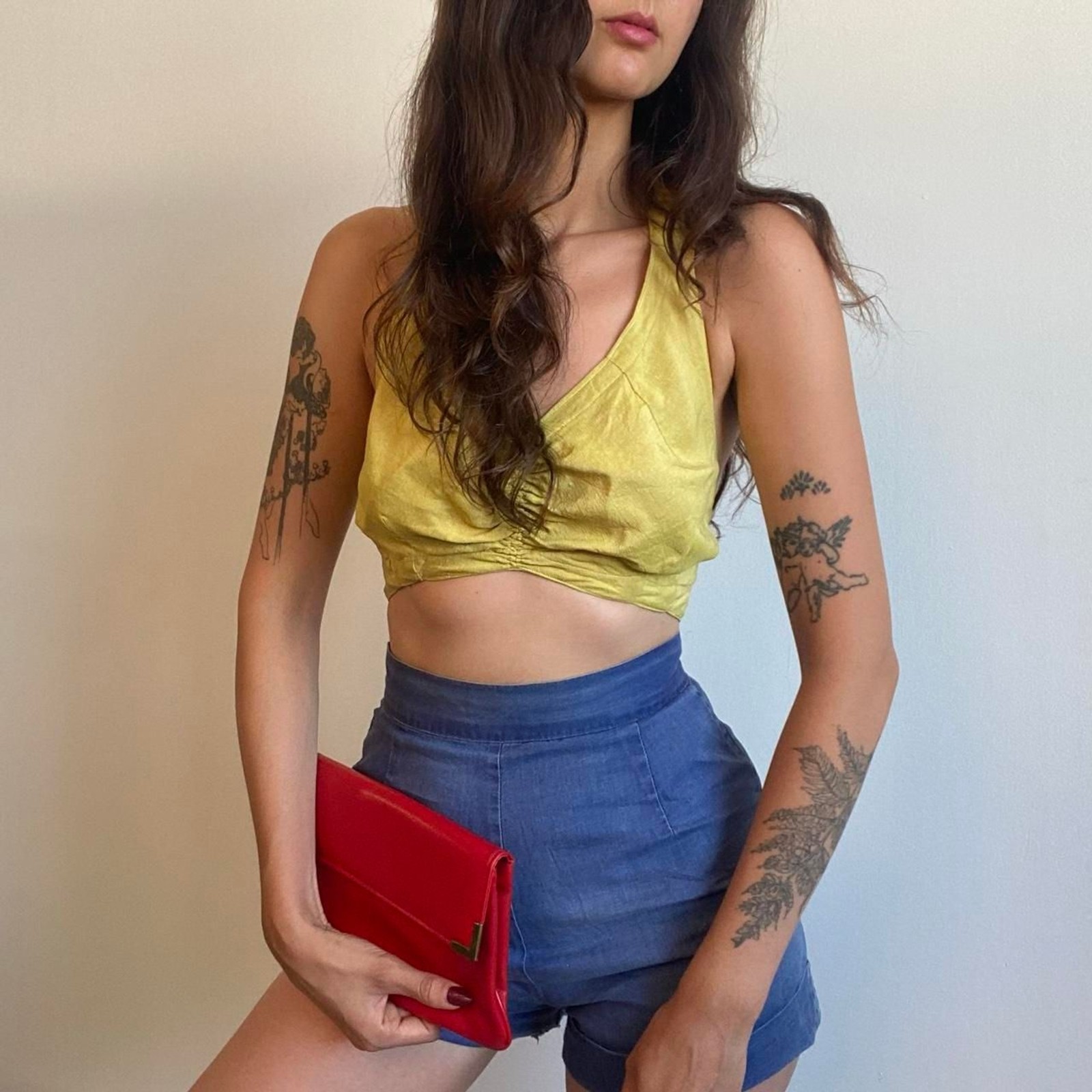 1960s red leather clutch