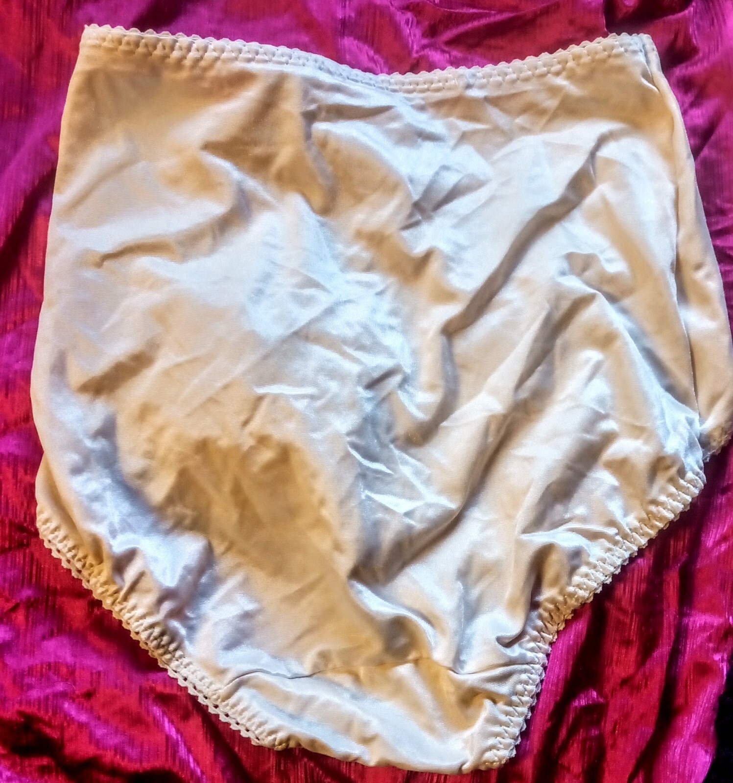 RARE❤️Vintage Hanes Her Way Satin Nylon Hi Cut Control Brief Panty Beige W/TAGS