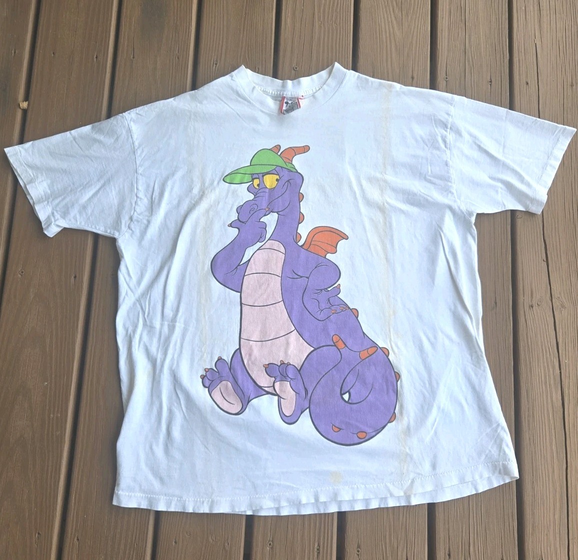 Vintage Disney Figment Dragon Epcot 2 Sided Promo Cartoon T-Shirt 90s USA READ