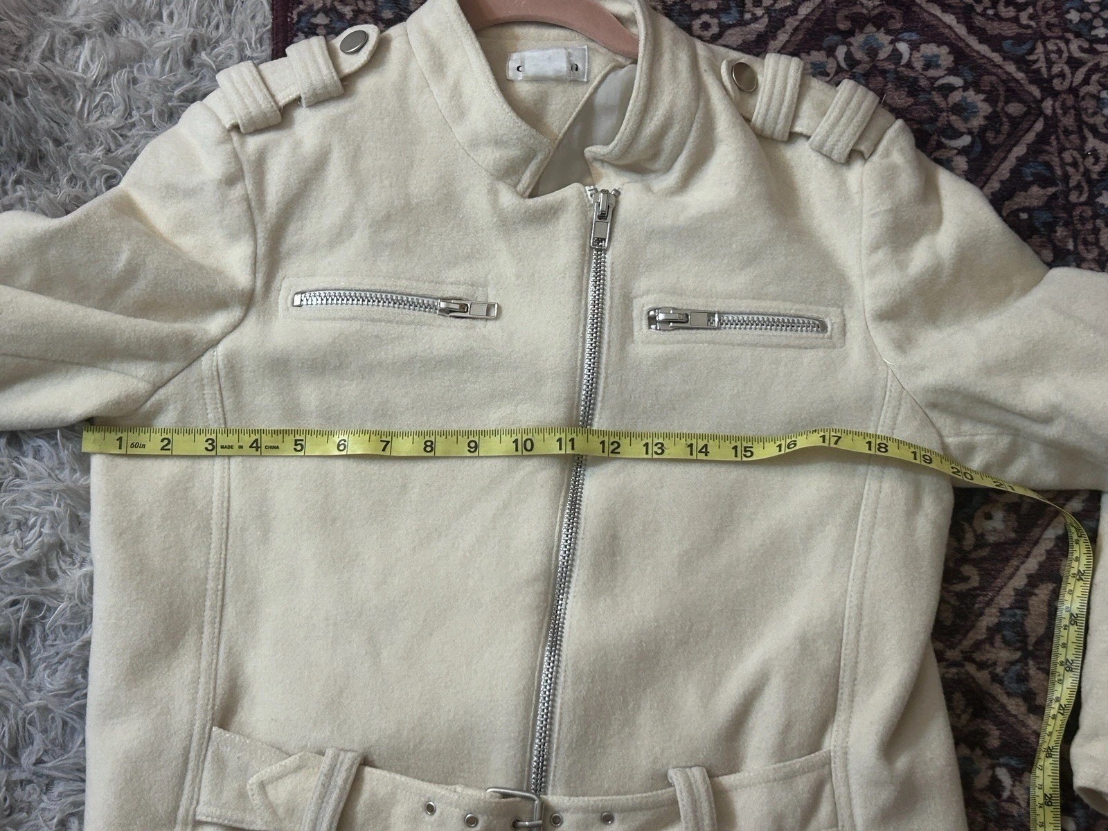 Vintage David N Moto Style Jacket wool Cashmere cream zip-up Romania Italy 80s