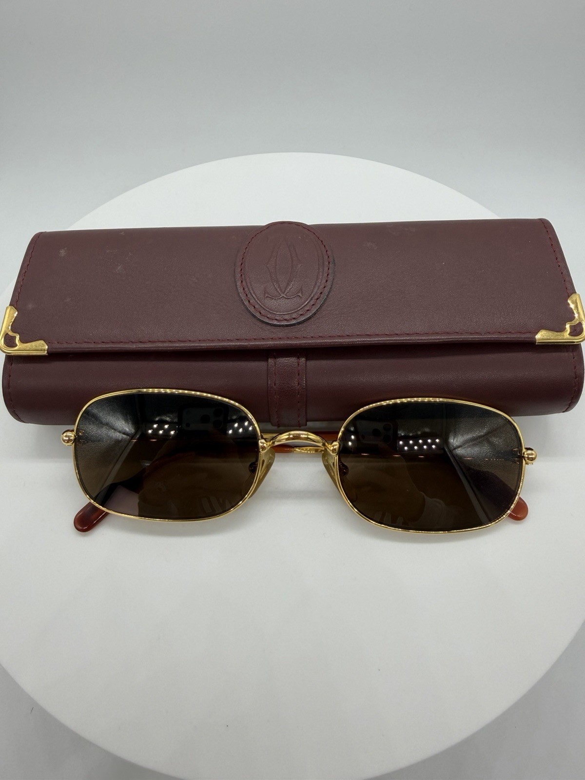 NOS Vintage Cartier Deimos TB100588 Gold Brown Lens Orange 90s 135 52 21 France