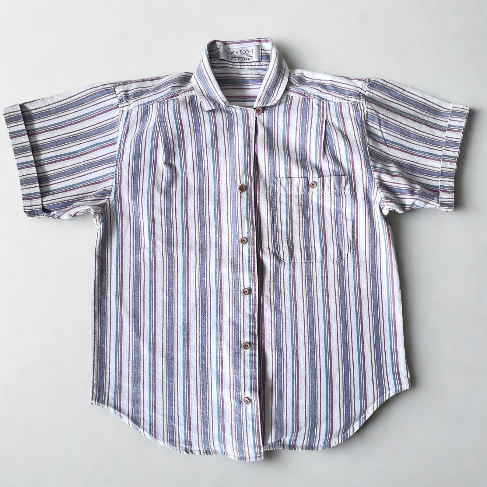 Vintage Karen Scott Striped Cotton Button Down Collar Shirt Women’s Small