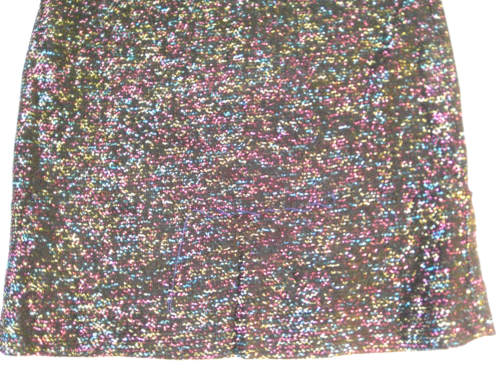 TRUE Vtg 70s GLITTER GLAM ROCK Black & Rainbow Color LUREX Flare Bell Pants XXS