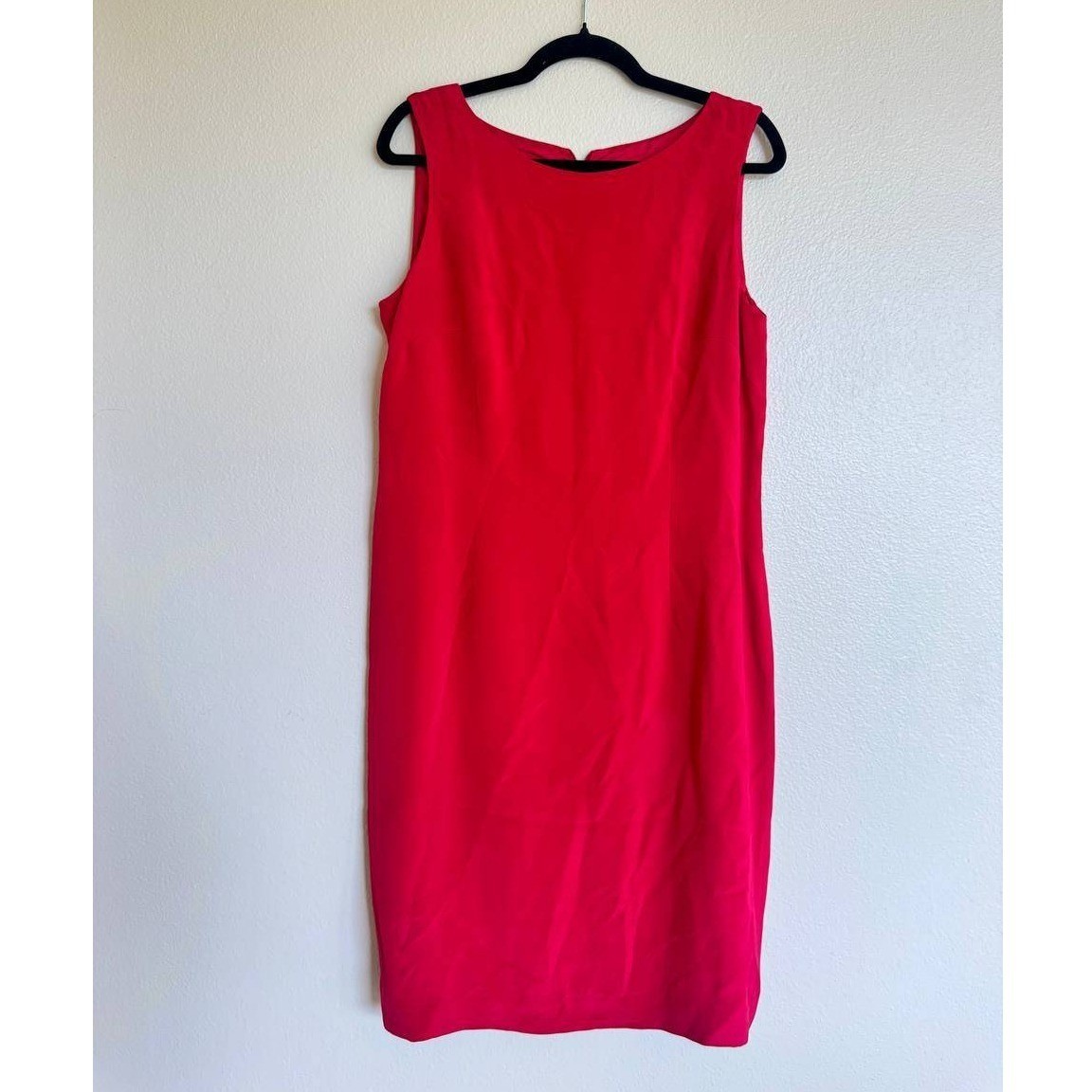 Talbots Vintage Silk Sleeveless Sheath Dress 14 Red Cottagecore Euro Summer