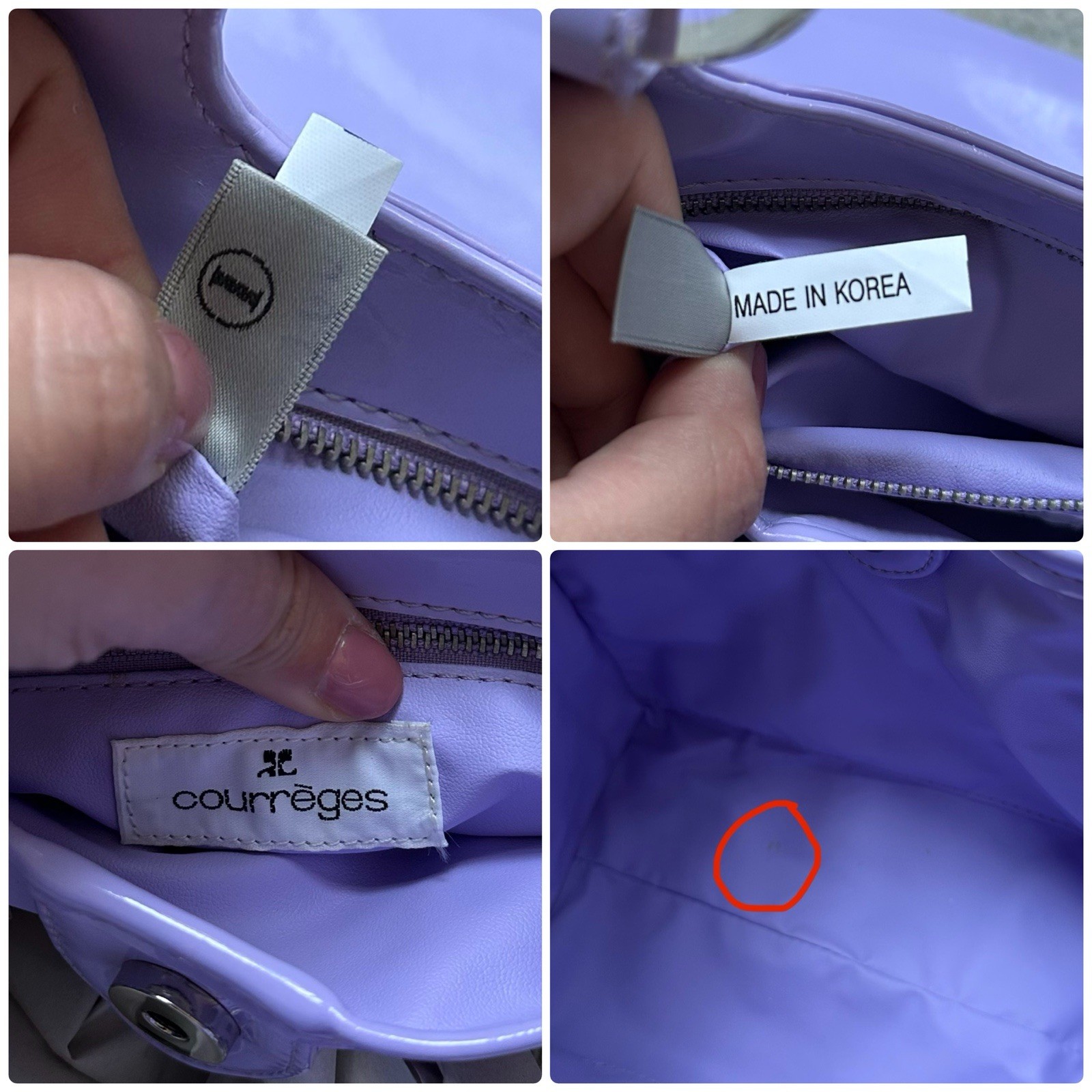 Rare Vintage Courreges Acrylic Clear Top Handle Periwinkle Purple Purse Logo