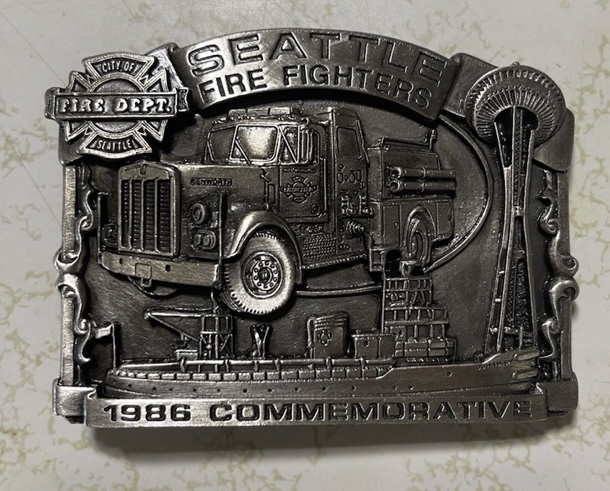 Seattle Firefighters 1986 Commemorative Belt Pewter Buckle