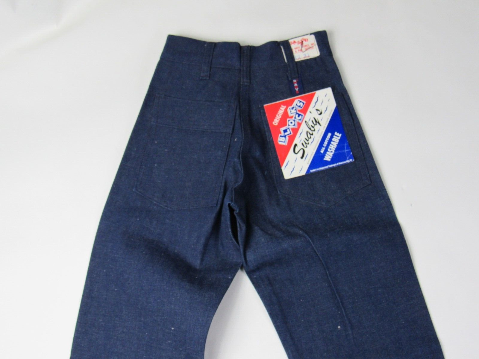 Vtg NOS 1970s Swaby’s Selvedge Bell Bottom Jeans Raw Denim High Waist 22.5 x 32