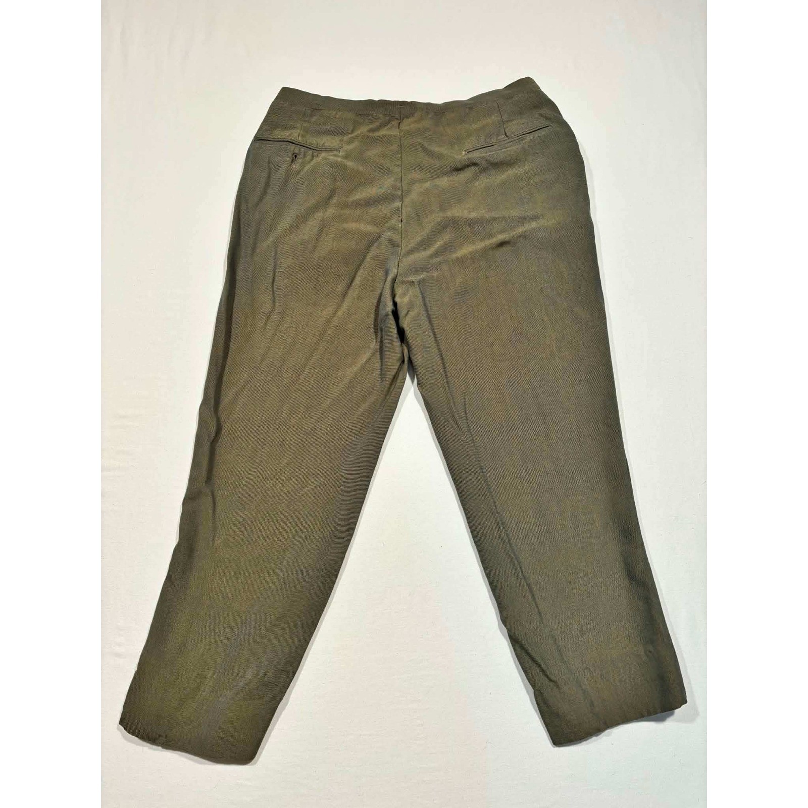 Vintage Diplomat Mens 2 Piece Suit Olive Green Mandarin Made in USA 28×22.5