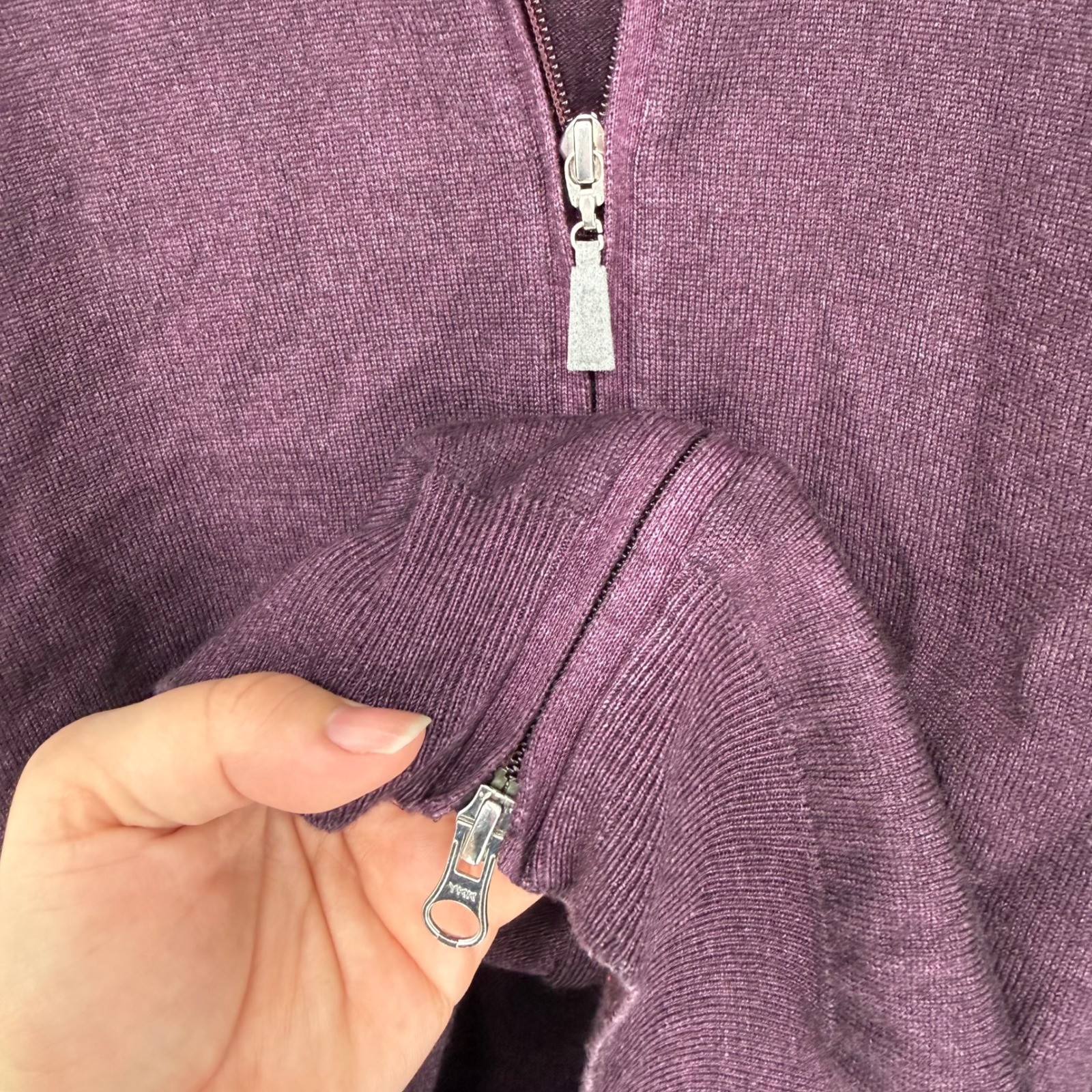 GRAN SASSO VINTAGE DEEP PLUM FULL ZIP CARDIGAN 56 100% VIRGIN WOOL SMART CASUAL
